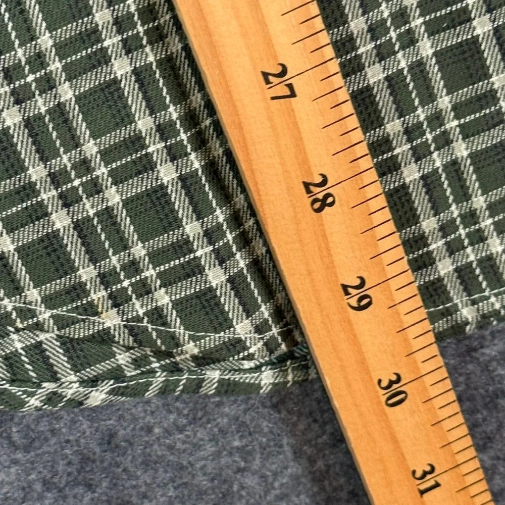Gustin Mens Green White Plaid Button Down Shirt 100% Cotton Made in USA Size M